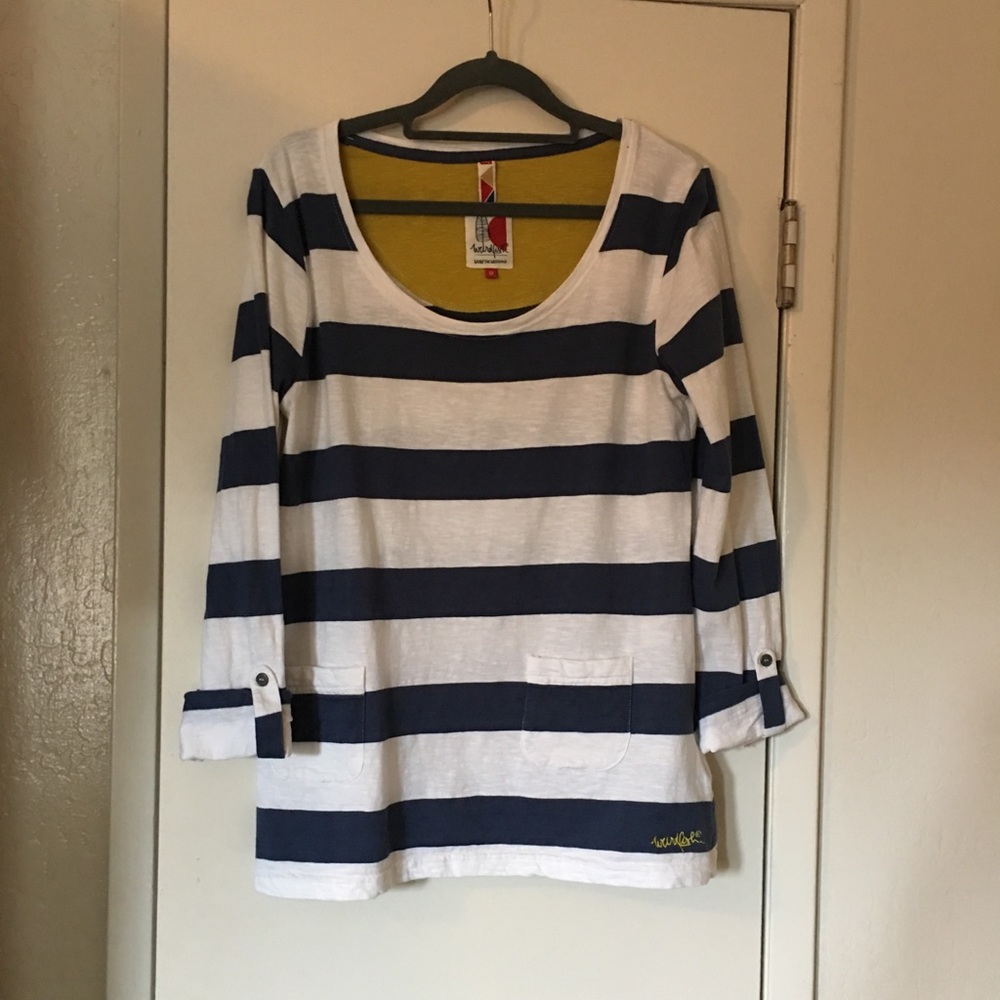 Weird Fish Blue And White Striped Top